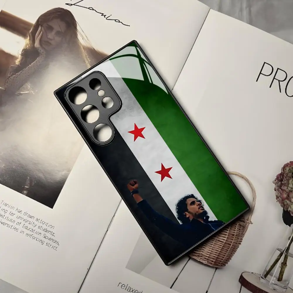 Syria Flag Phone Case for Samsung Galaxy S24 S23 S22 S20 A24 A54 S21 A34 A53 Note20 M54 Fe Ultra Plus Black Glass Cover