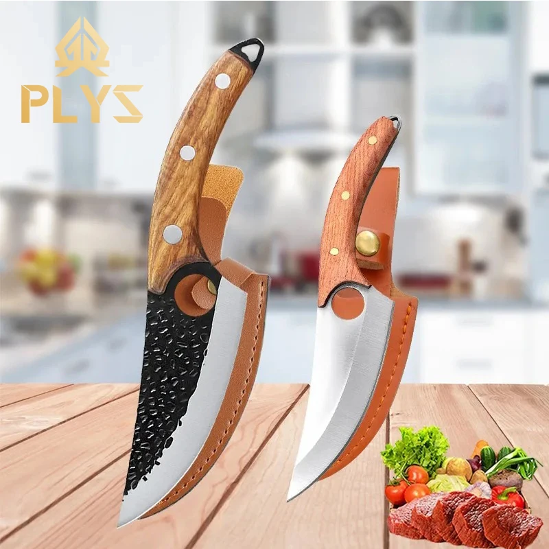 1pc/2pc Stainless Steel Boning Knife Kitchen Meat Cleaver Vegetable Slicing Knife Sharp Fruit Knife Wooden Handle Kitchen Knives