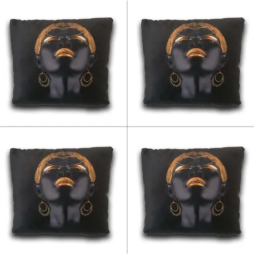 Drop Toys 4'lü Women Figured Digital Printed Black Cushion Pillow decorate Case 45x45 cm.