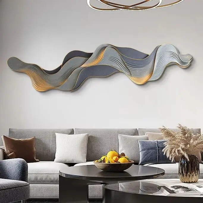 Mountain Light Luxury Sofa Background Wall Painting Light with Light Ambience Light Hanging Picture High-Grade LED Light Hanging