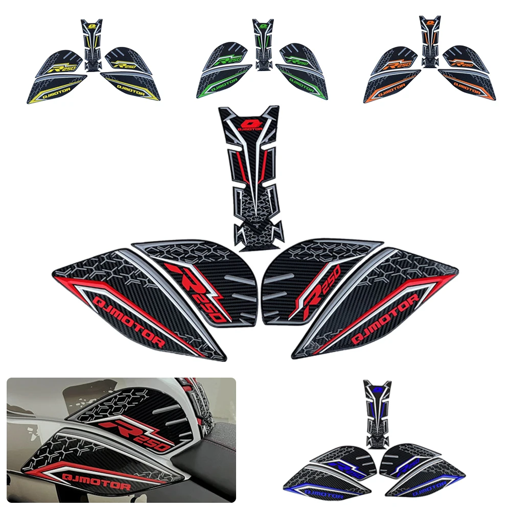 For QJmotor R250 Motorcycle Accessories Non-slip Side Fuel Tank Stickers 3D Waterproof Pad Rubber Sticker QJmotor R250