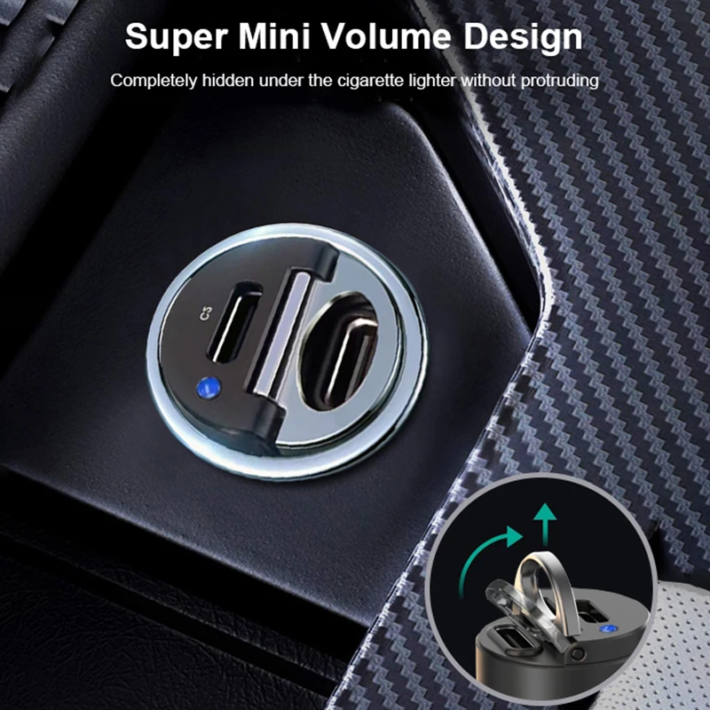 URVNS 45W Dual USB C Car Charger with Mini and All-Metal Body, (PD3.0 45W+45W) Type-C Fast Charging for iPhone 14 Pixel MacBook image 2