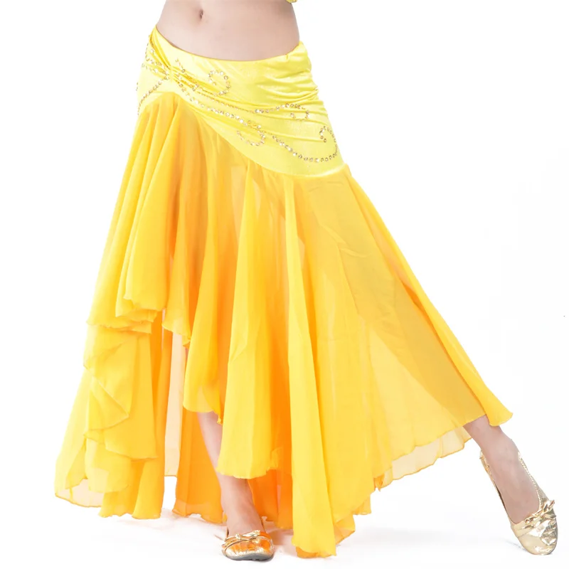 Women Bollywood Belly Dance Long Chiffon Layered Skirt Korean Oriental Dancer Lesson Practice Wear Party Stage Costume Clothing