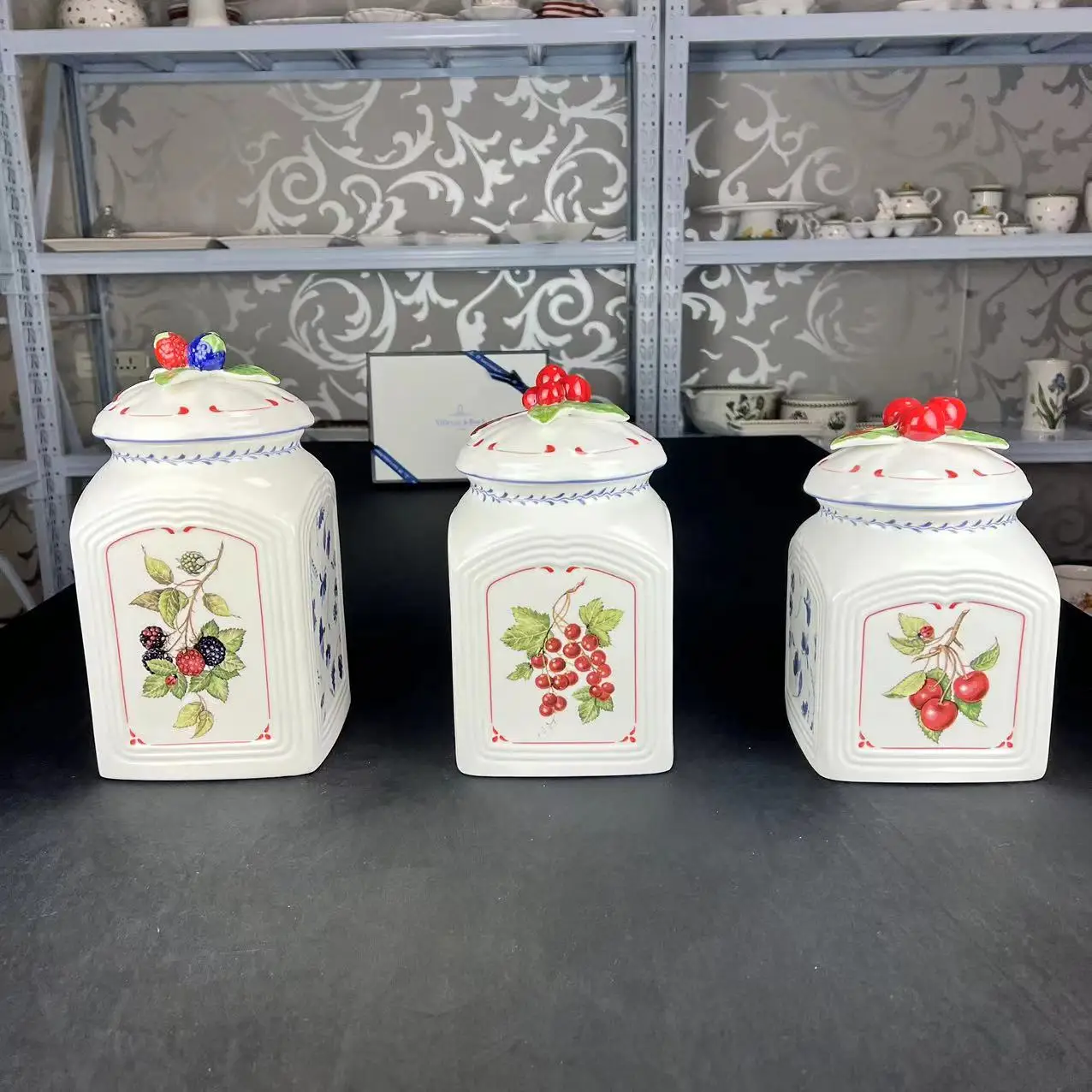 Landscape Pastoral Storage Jar, German Storage Tank, Vintage Fruit Sealed Jar, Seasoning Jar Canister for Kitchen