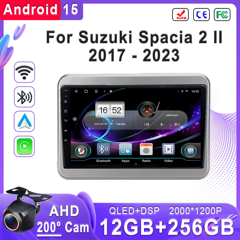 

For Suzuki Spacia 2 II 2017-2023 Plug & Play GPS Navigation Android 15 Multimedia Video DVD Head Unit with WiFi No 2DIN Dash Cam