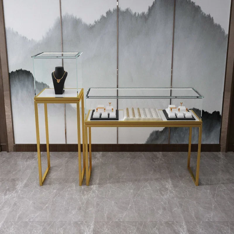 Light Luxury Jewelry Showcase Accessories Jewellery Boutique Glass Transparent Counter Jade Watch Display Counter Custom