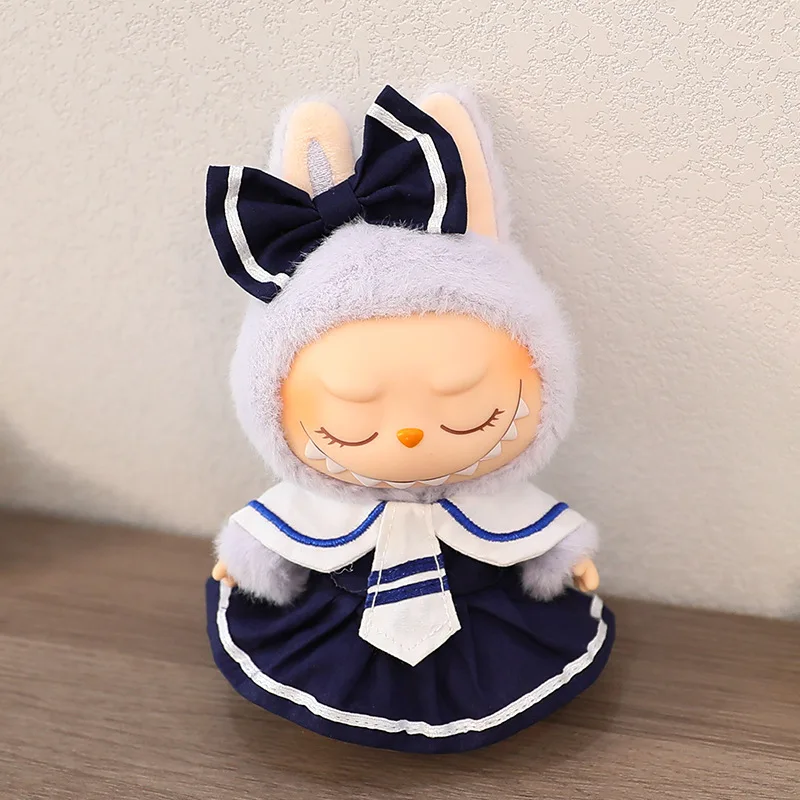 Labubu Poppenkleertjes Pong Rok Set met Vlinderdas Labubu Idol V1 V2 Poppen Kleding Accessoires 15/17cm Pluche Pop Universeel