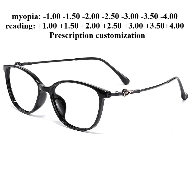

54mm tr90 women's cat eye anti-blue light reading glasses customized myopia astigmatism prescription glasses