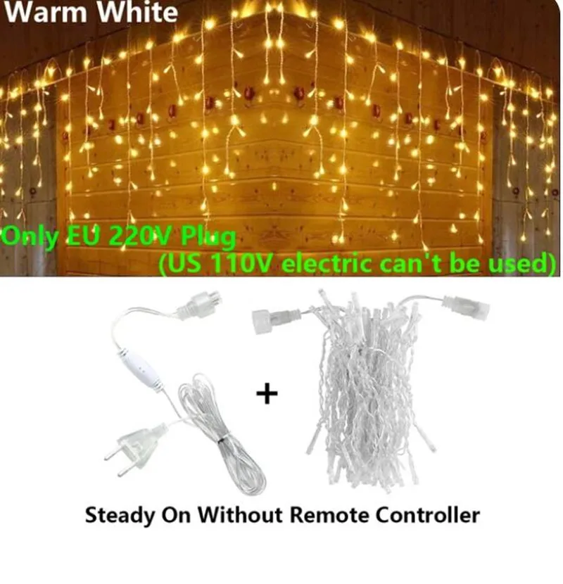 LED Icicle String Lights telecontrol สําหรับตกแต่ง, ชายคาตกแต่งกลางแจ้งไฟนางฟ้างานแต่งงานบันไดตกแต่งสวน