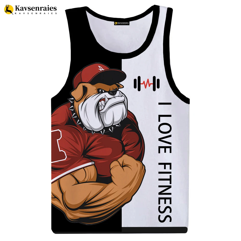 Take a Dumbbell Bear Love Fitness 3D Tank Tops Cartoon Animal Letter Print Tshirt Sleeveless Shirts Vest Streetwear GYM T-shirt