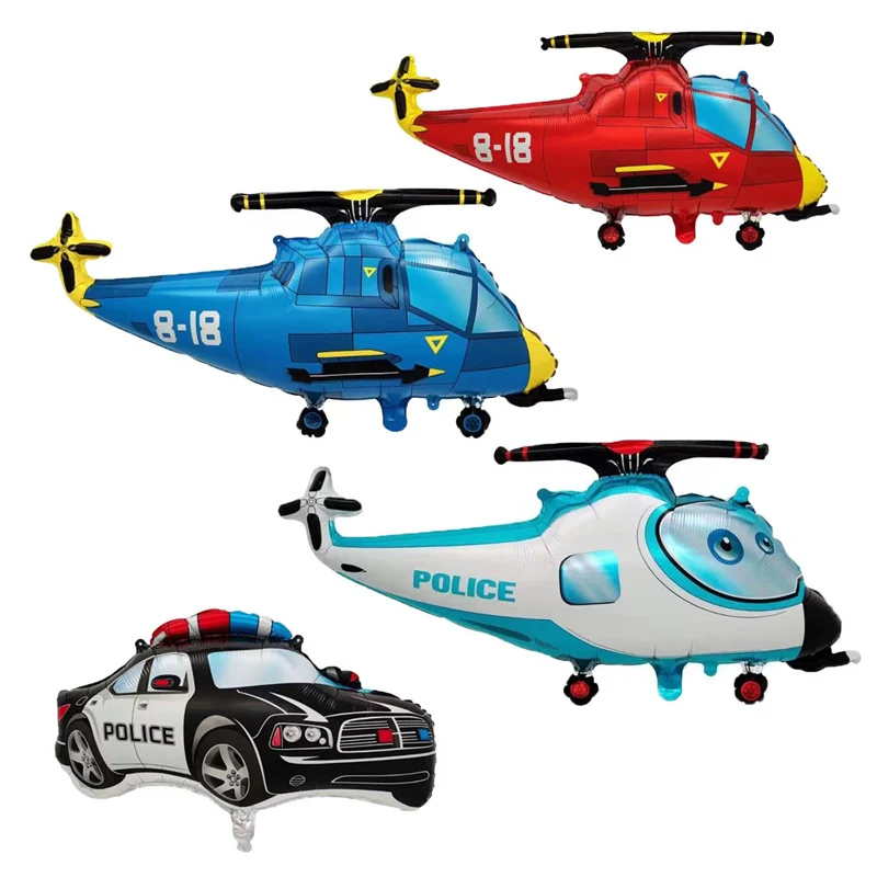 Cartoon Helicopter Combat Aircraft Tank Foil Balloons Kids Birthday Party Decoration Boys Toys Plane Car Shaped Helium Balloon