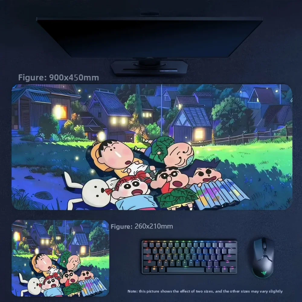 Animation Girls Office High Value Cute Table Mat Crayon Shin-chan and His Friends Outdoor Activities Leather Non-slip Mouse Pad