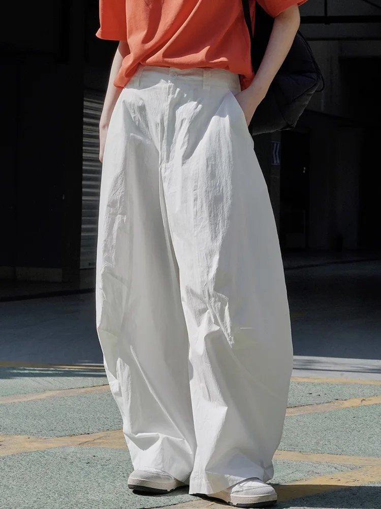 

2024 Summer Women Vintage Curved Wide Leg Baggy Pants Ladies Streetwear Korean Fashion High Waist Loose Trousers