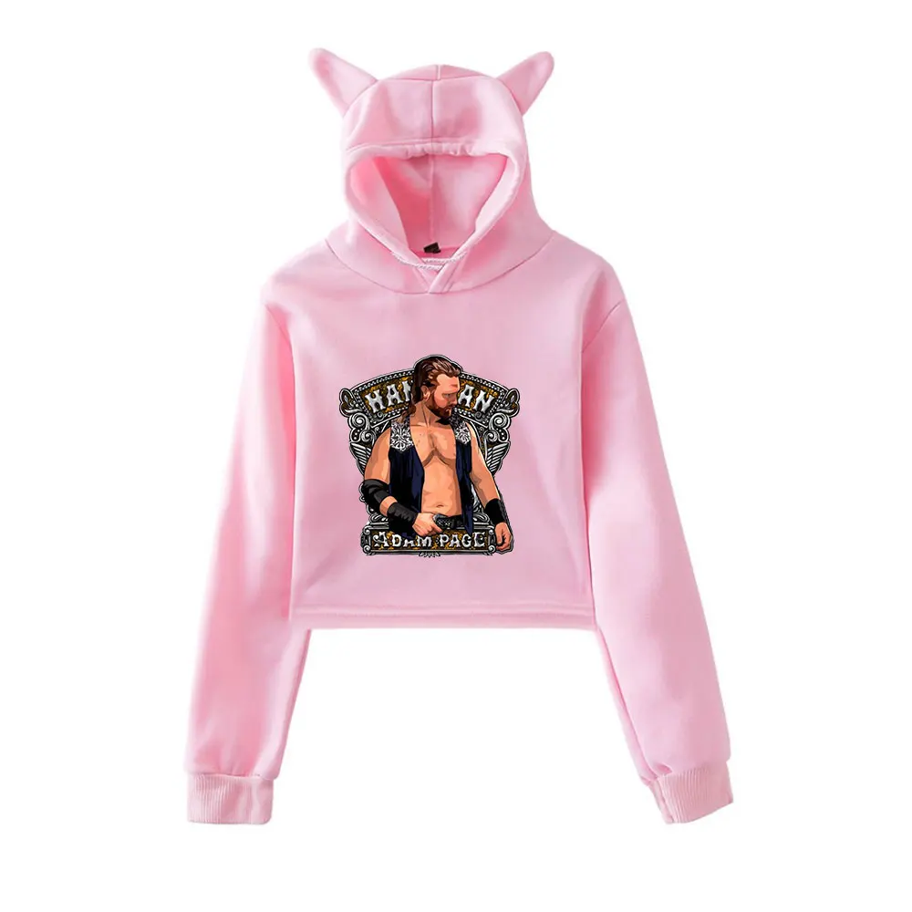 Hangman Page Merch Vintage 90s ملابس الشارع الشهير شعار هوديي هوديس بلوزات للفتيات القط الأذن المحاصيل موضة الرياضة البلوز #1