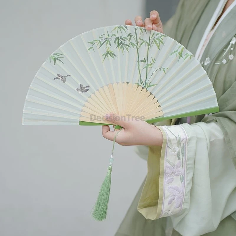 

2025 literature art ancient style folding fan chinese style dancing prop retro fashionable hanfu qipao photography fan
