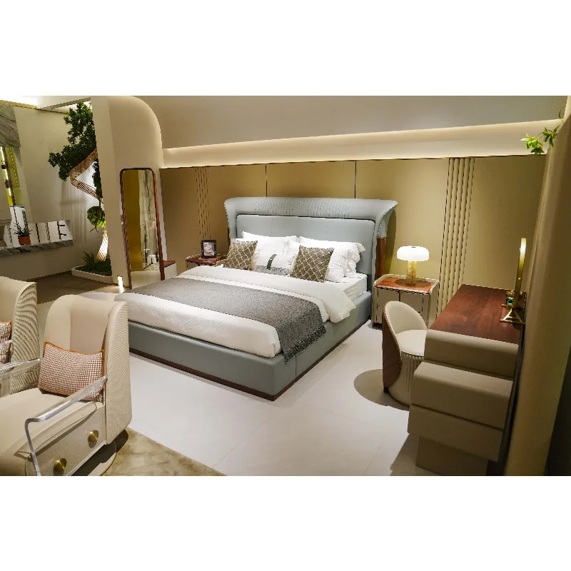 Elegant Midcentury Modern Floating Bed King Size High-End Master Bedroom Large Solid Wood Furniture Black Walnut Home