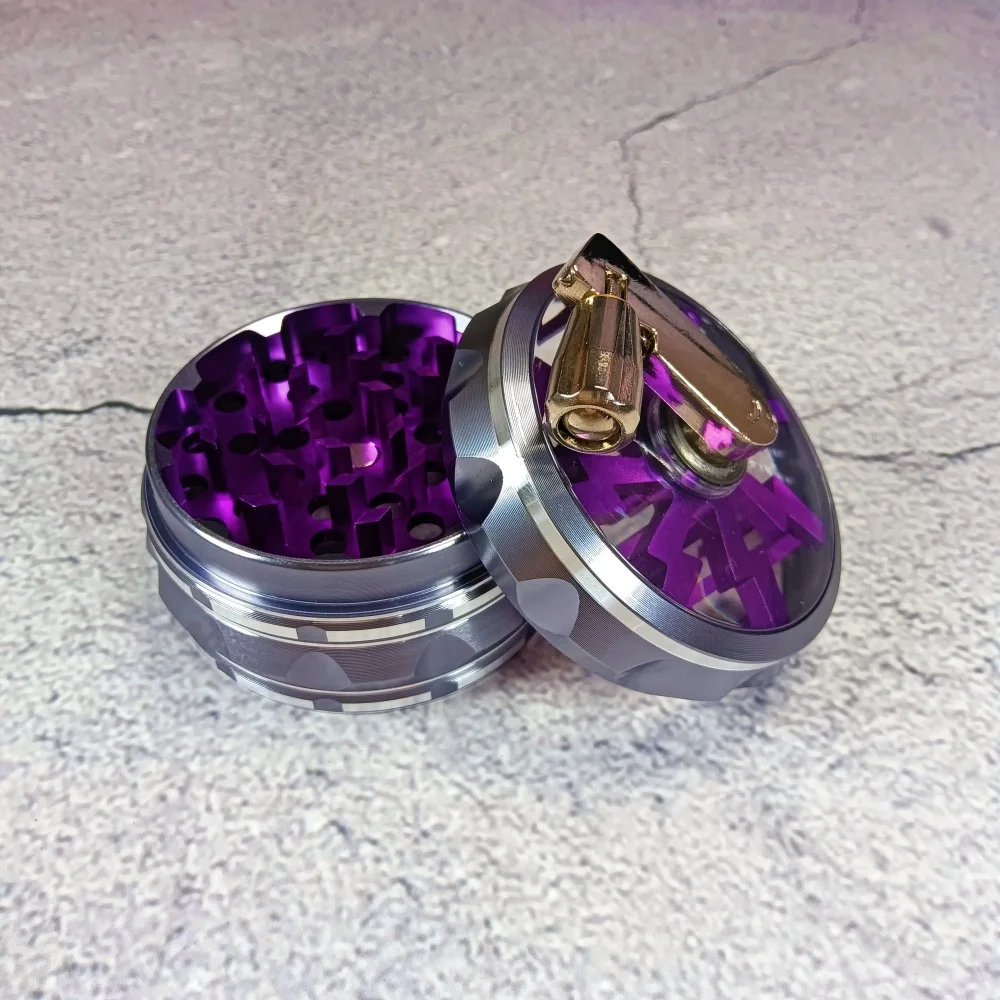 2.5インチ（60mm）カラーフラッシュメタルハーブグラインダーミルモルタル4層草葉葉巻タバコバニラグラインダー喫煙用具