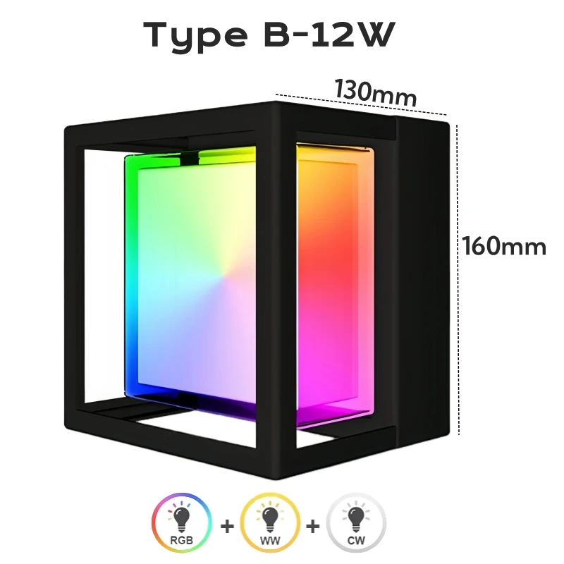 khelse RGBCW Tuya LED Outdoor Wall Light Black 7