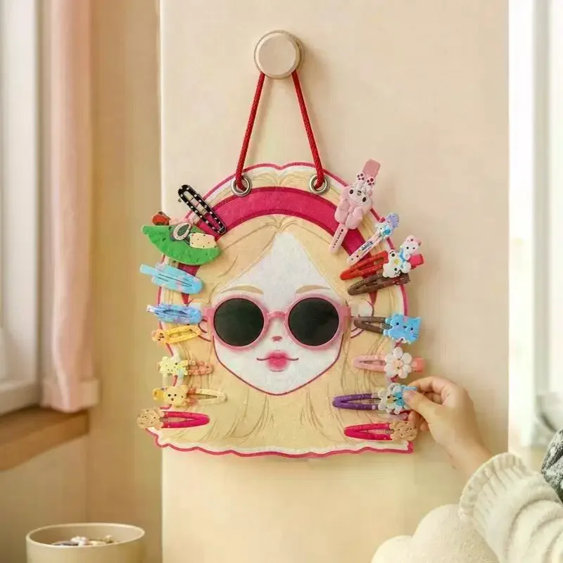 Hanging Felt Glasses Hair Clip Holder Cartoon Space Saving Kawaii Sunglass Shelf For Bathroom Wall