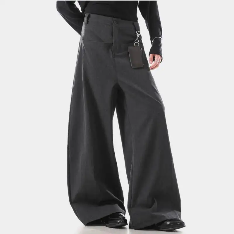 New Autumn Men's Suit Pants Solid Color Casual Curved Knife Trousers Wide Leg All-match Loose Male Bottom Simple 9015Q