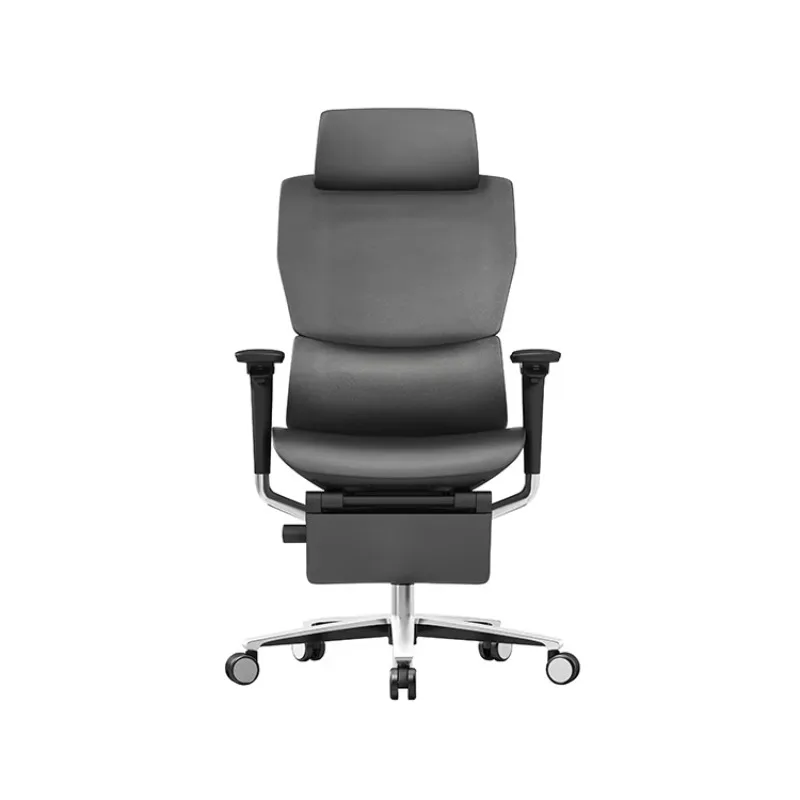 Luxury Black Pu Leather Office Chair High Back Adjustable Ergonomic Leather Office Chair with Footrest