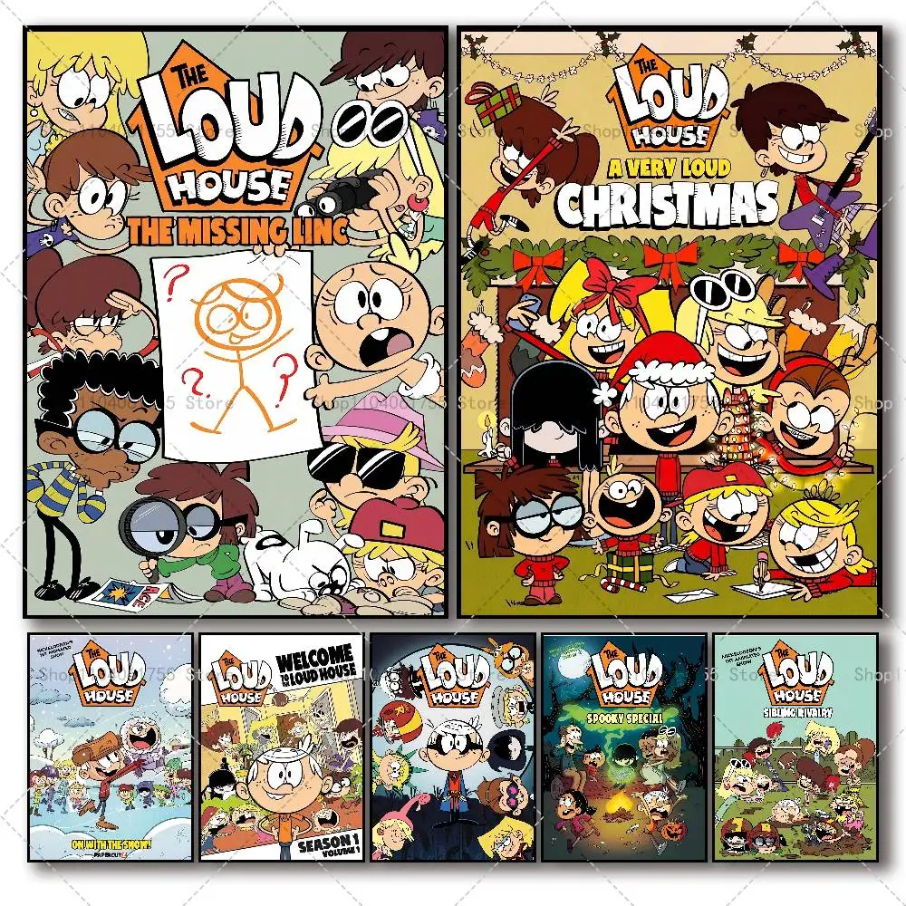 Cartoon The L-Loud H-House  Poster Self-adhesive Wall Mural Art Waterproof Sticker For Bar Room Decor High Quality Print Gift