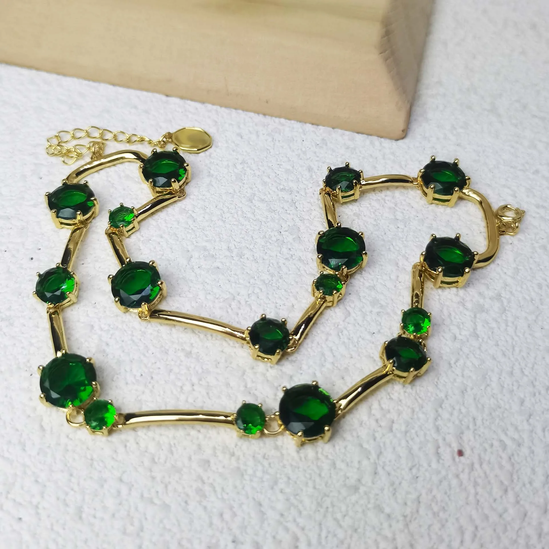 الأصلي 2025 الأزرق غرامة للنساء طقم مجوهرات المألوف الفولاذ المقاوم للصدأ قطع كريستال سوار قلادة أقراط الطوق #3