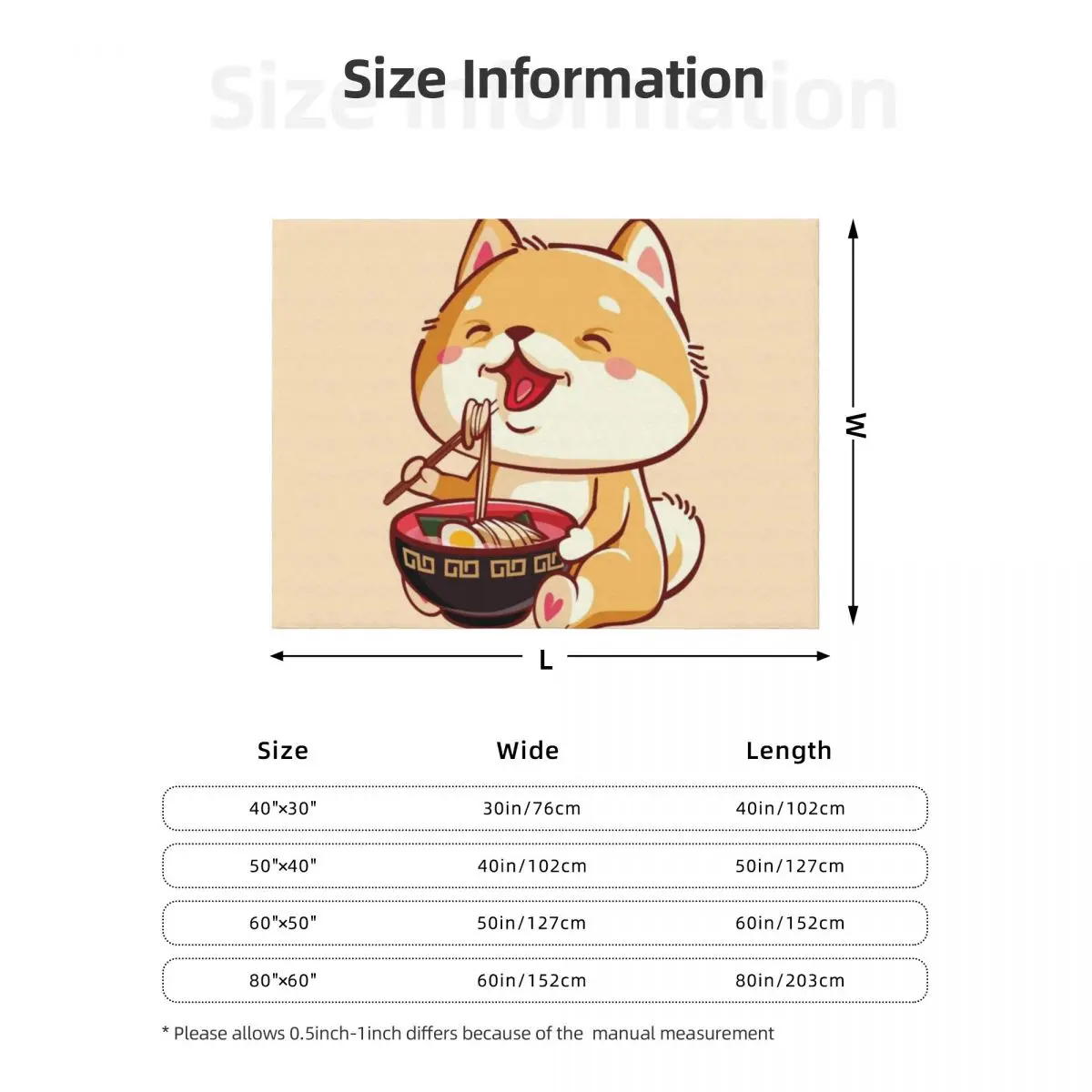 Cute shiba inu eating ramen, kawaii Throw Blanket Picnic Blankets For Baby Extra Large Throw Summer Blankets