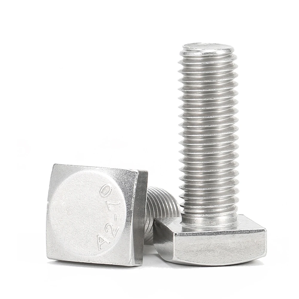 304 SUS Square Head Full Thread Bolts GB35 Metric Bolt M4 M5 M6 M8 M10 M12 8mm-100mm Hardware Connection Fasteners