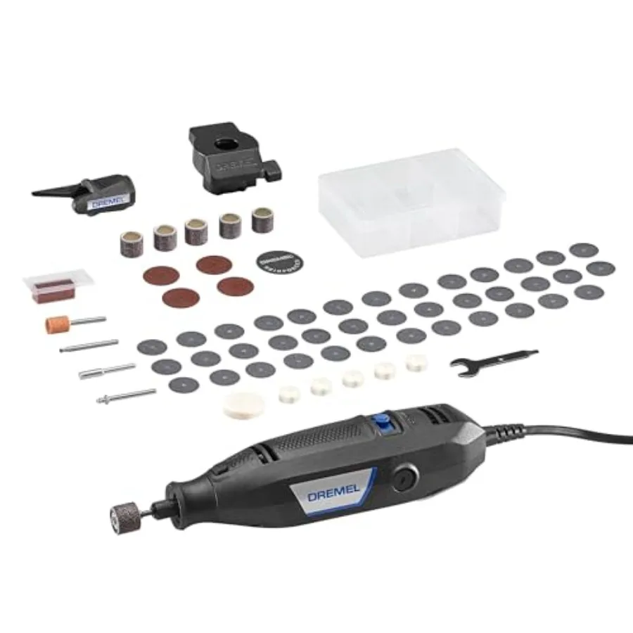 

Variable Speed Rotary Tool Kit- 2 Attachments and 60 Accessories, Ideal for a Variety of Crafting and DIY Projects- Cutting, Sa