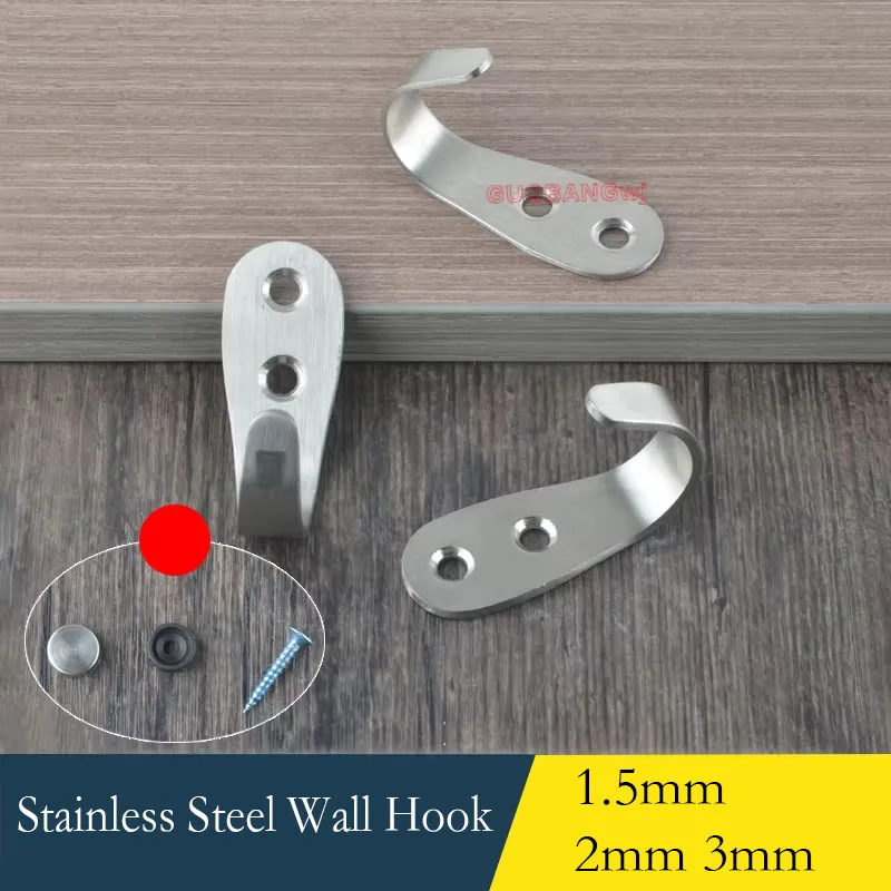 Stainless Steel Wall Hook Rust-Proof Screw Fixed Bathroom Kitchen Single Coat Hook Heavy Duty Mounting Hanger