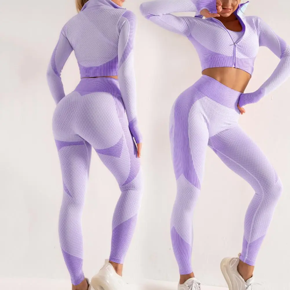 Women Yoga Suit High Waist Women's Sportswear Set with Hollow Out Design Sweat Absorption Technology Skinny Fit Crop Top