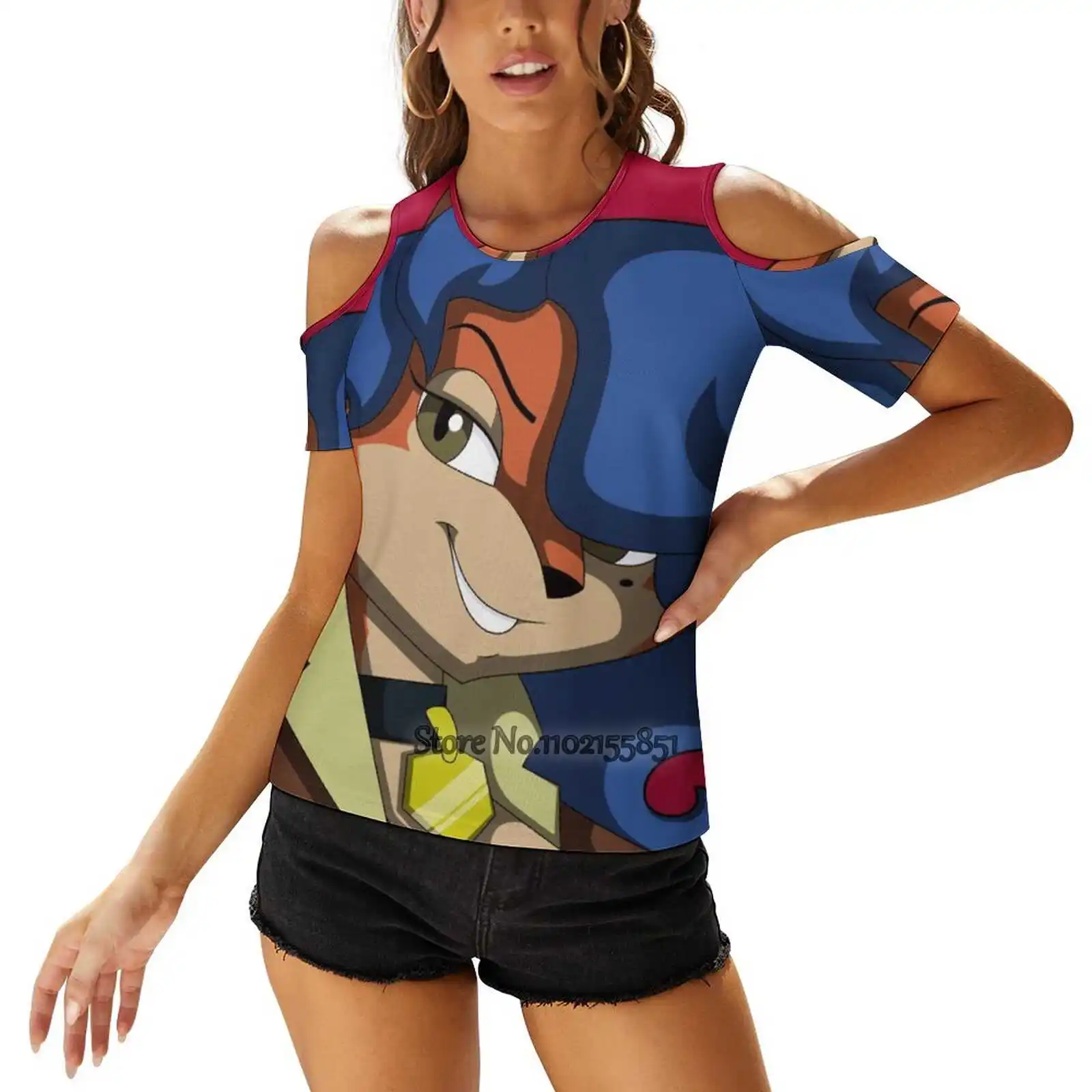 Japanese Carmelita Fox Women Print T-Shirt Summer Casual Tops Streetwear T Shirt Korean Tops Sly Cooper Raccoon Carmelita Fox