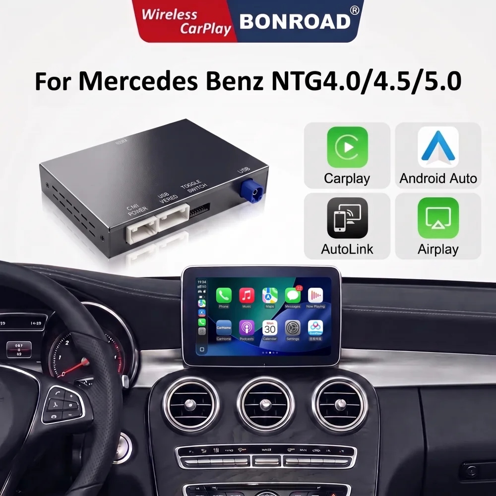Decoder Wireless CarPlay Android Auto per Mercedes Benz Classe C W204 W205 Sistema NTG 4.0 4.5 5.0 BT GPS Navi Airplay Modulo Auto