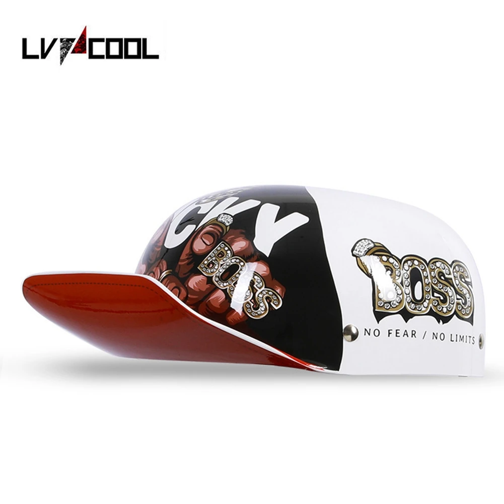 

LVCOOL 2023 Baseball Cap Helmet Motorcycle Helmets Summer Open Face Scooter for Cruiser Chopper Gangster Men Women M Type-XXL