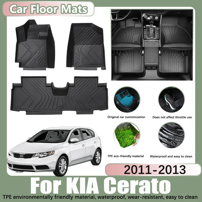 

LHD Car Floor Mats For KIA Cerato Koup Forte TD Sedan 2011-2013 Anti-dirt TPE Car Waterproof Foot Pads Custom Liner Accessories