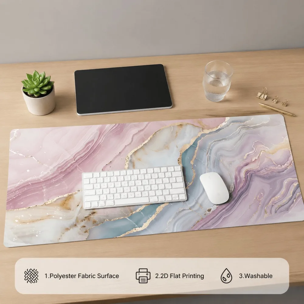 Pinkish-purple marble pattern, minimalist aesthetics, suitable for office, home study room users, compatible with keyboards