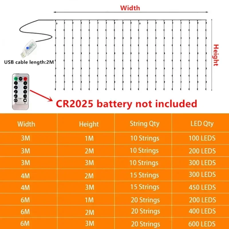 السنة الجديدة ستارة ضوء سلسلة 8 طرق أضواء LED USB التوصيل ديكور حديقة نافذة الحفلات الزفاف الديكور أضواء عيد الميلاد في الهواء الطلق