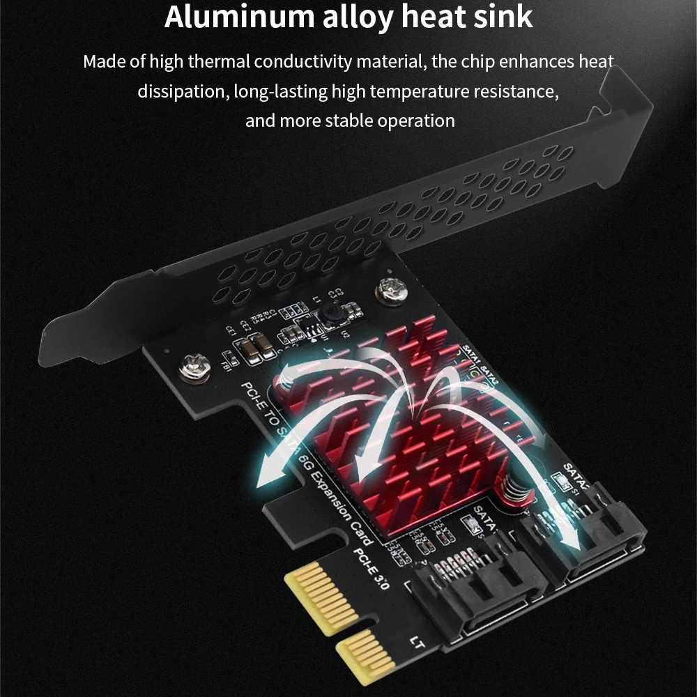 TISHRIC PCIE ถึง 2 พอร์ต Sata 3.0 การ์ด PCIe 3.0 ช่องใส่การ์ดใช้งานร่วมกับ Express X1 X16 อะแดปเตอร์สําหรับฮาร์ดดิสก์ไดรฟ์ออปติคอล