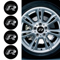 4pcs Car Styling 56mm 60mm 65mm Aluminum  Auto Wheel Center Hub Cap Stickers For Volkswagen GTI Golf 7 Passat R Scirocco Jetta