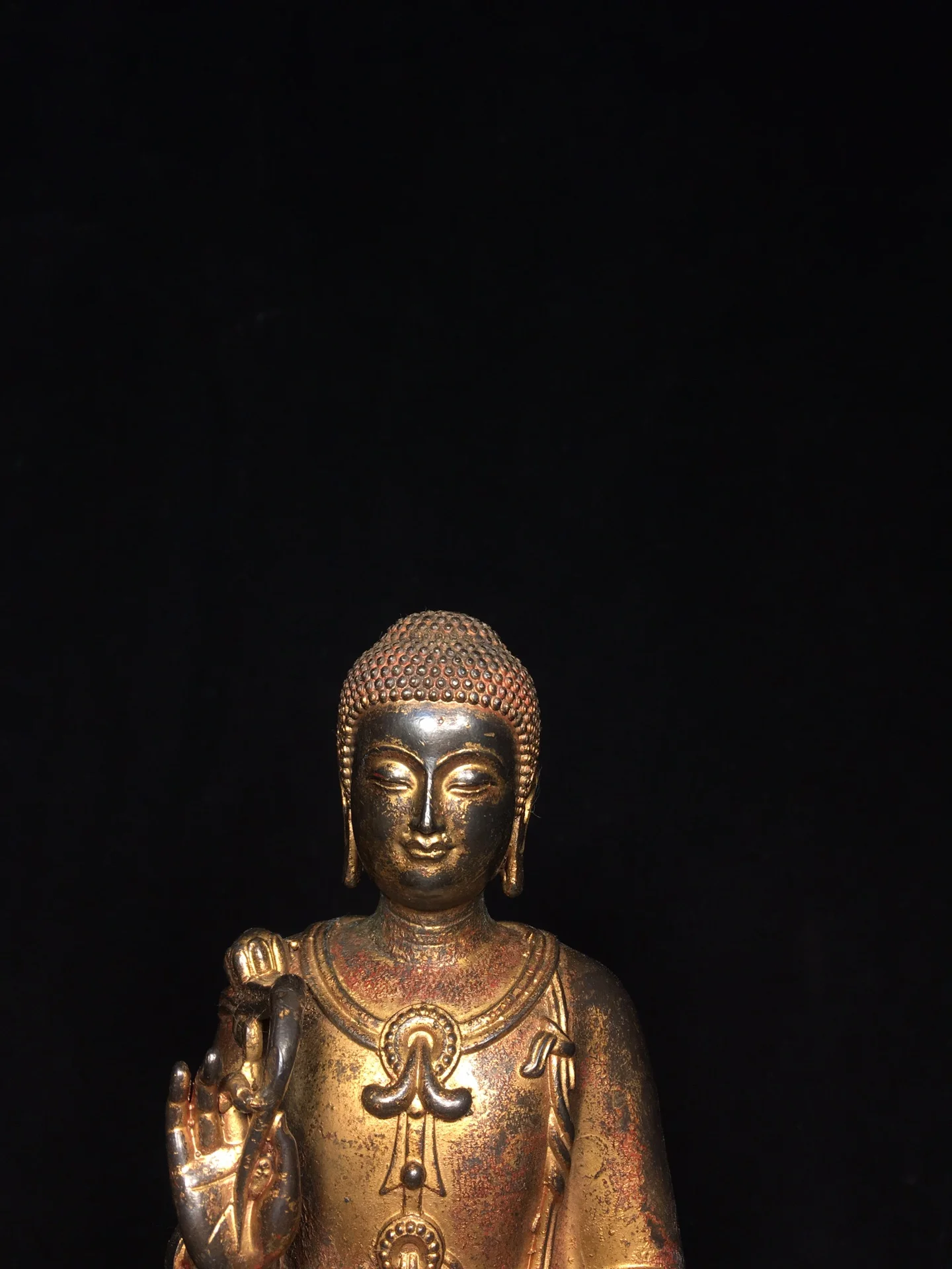 Temple Collection Old Bronze Cinnabar Northern Wei Buddha Shakyamuni Sitting Buddha Amitabha Buddha Worship Hall Town house