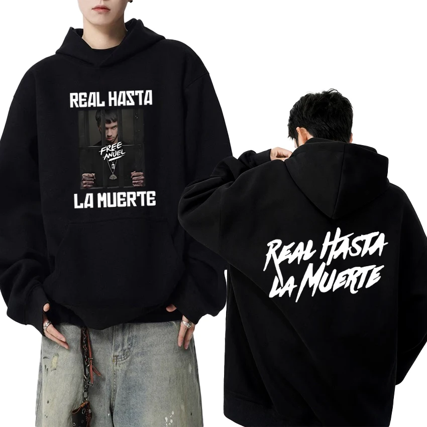 

Anuel AA Real Hasta La Muerte Album Tour 2025 Double Sided printed Sweatshirt Men women vintage pullover Unisex Fleece Hoodie