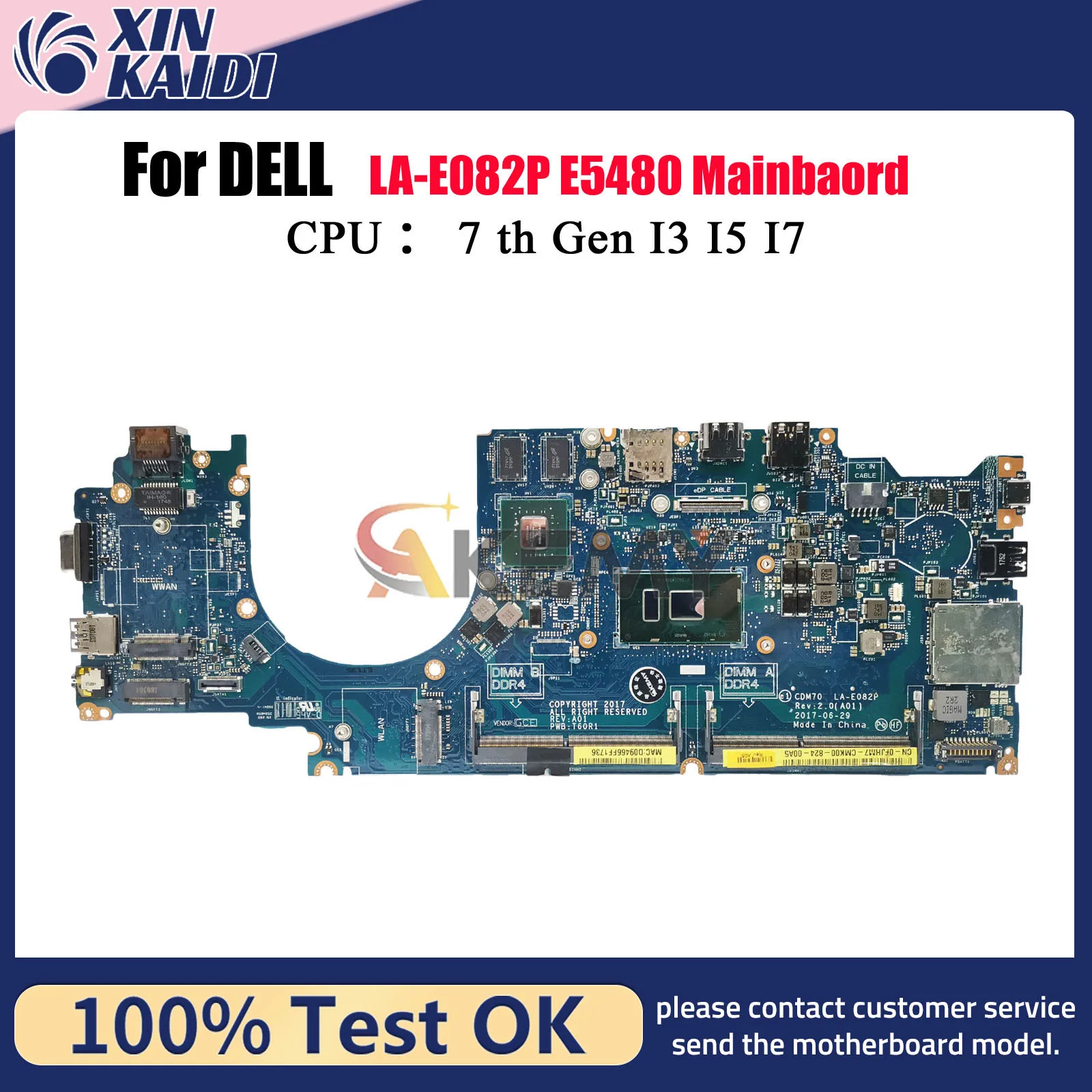

Материнская плата для ноутбука DELL Latitude E5480 5480 LA-E082P с процессором i5 i7-6/7-го поколения V2G CN-0YYRGW 0XDPDM 0X0M92, 100% протестировано, ОК