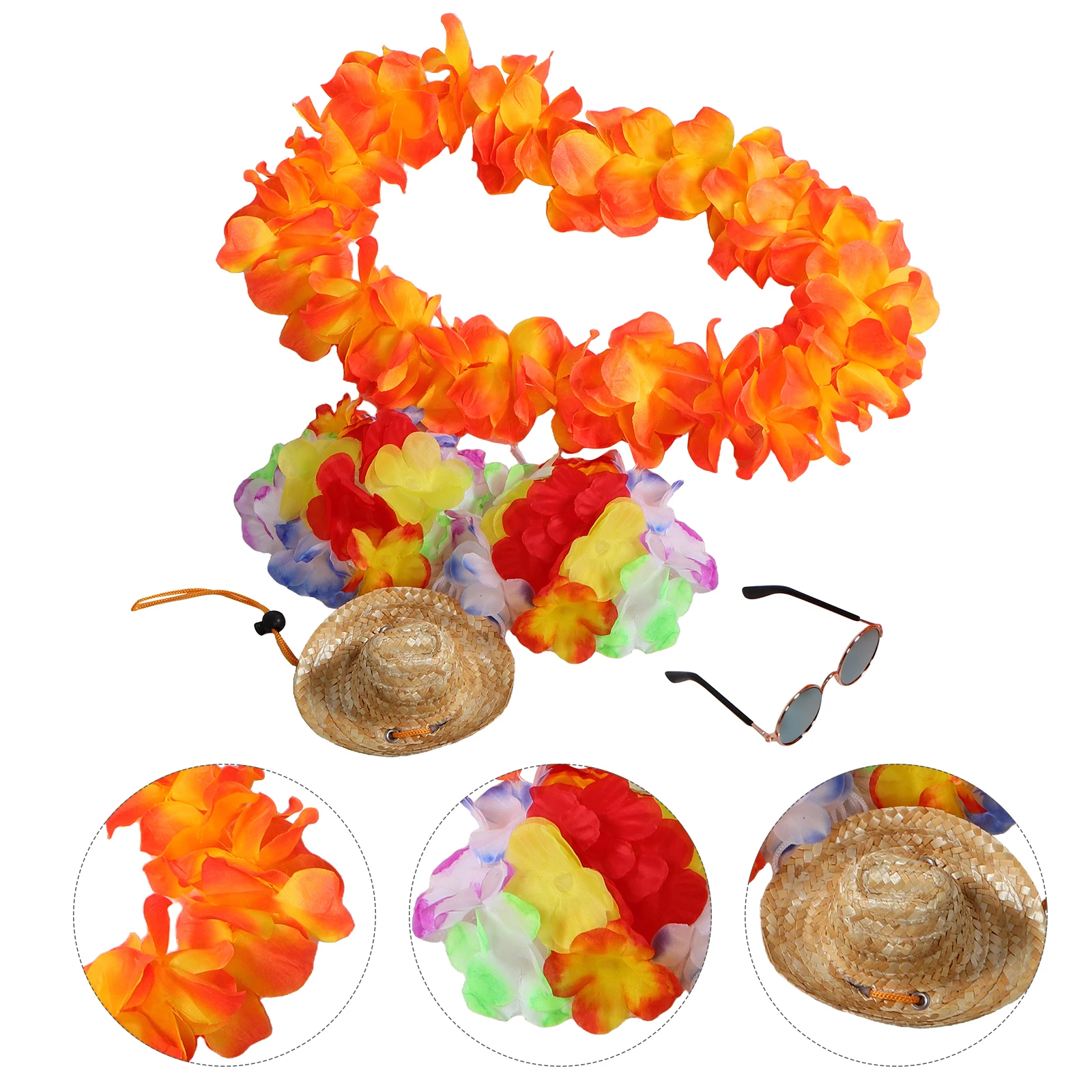 

Festive Decoration Set Sunglasses Porch Goose Outfits Straw Hat Hawaiian Headpiece
