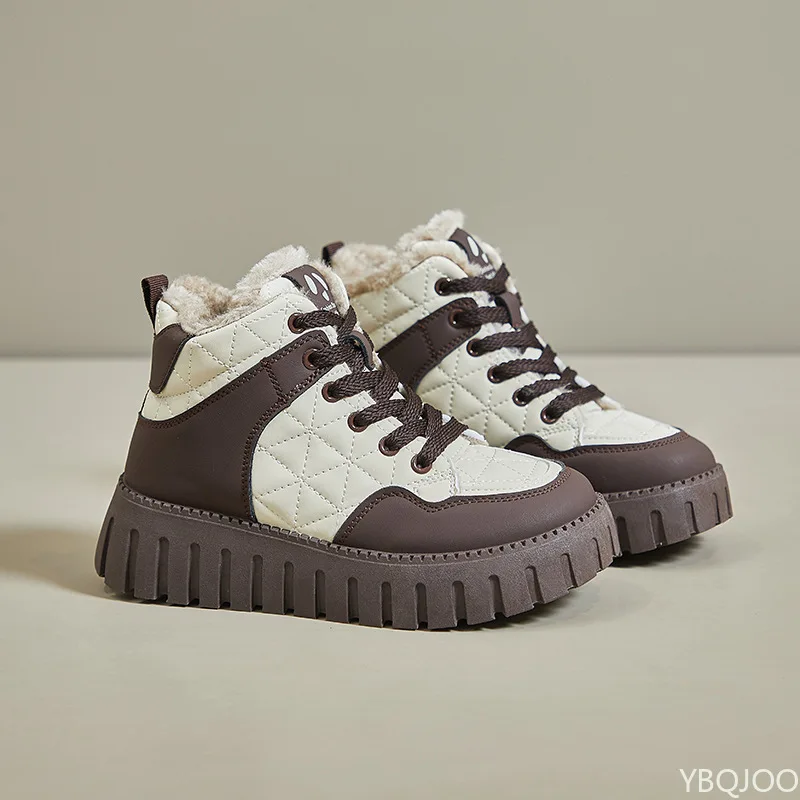 

Высокие белые туфли для женщин, зимние новые стильные теплые повседневные простые удобные универсальные износостойкие хлопковые туфли