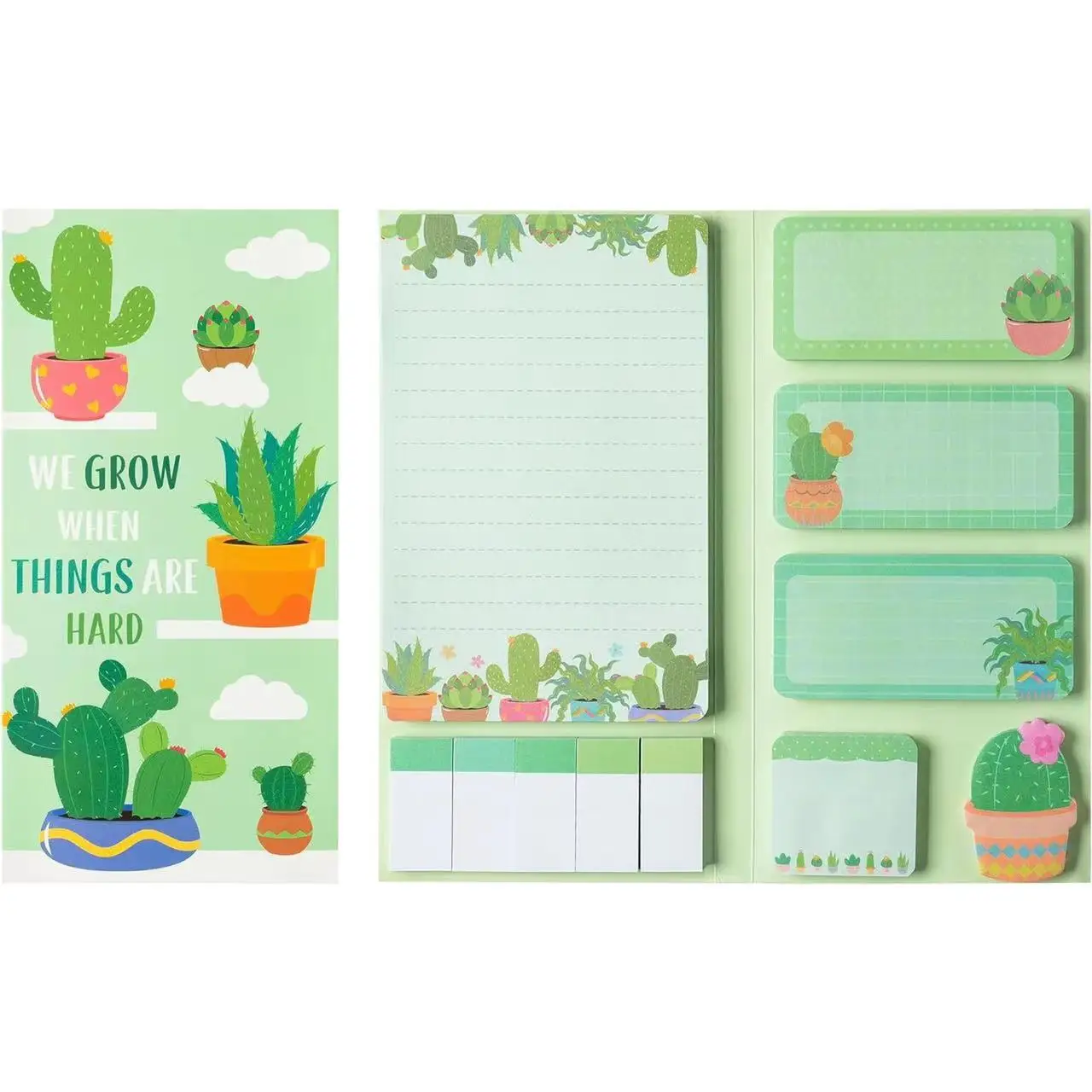 Cartoon Plant Sticky Notes Set Cute Style Memo Pads Fruit Milk Tea Planner Sticky Notes Office Stationery