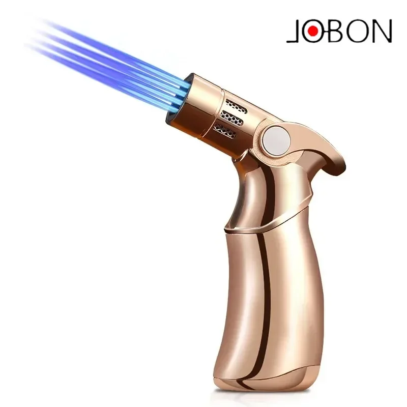 JOBON-Windproof Metal Cigar Lighter, Powerful Blue Flame Spray Gun, Turbo Butane Gas Torch, Cigarette Accessories, Gift