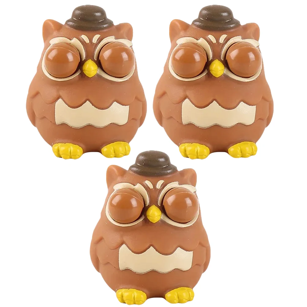 

3pcs Green Cat Eye Owl Squeeze Toys Cute Funny Cartoon Animal Party Favors Lightweight Compact Toy