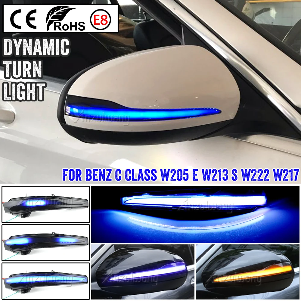 

2x For Mercedes Benz C E S GLC W205 X253 W213 V Class W447 LED Side Wing Dynamic Turn Signal Rearview Mirror Indicator