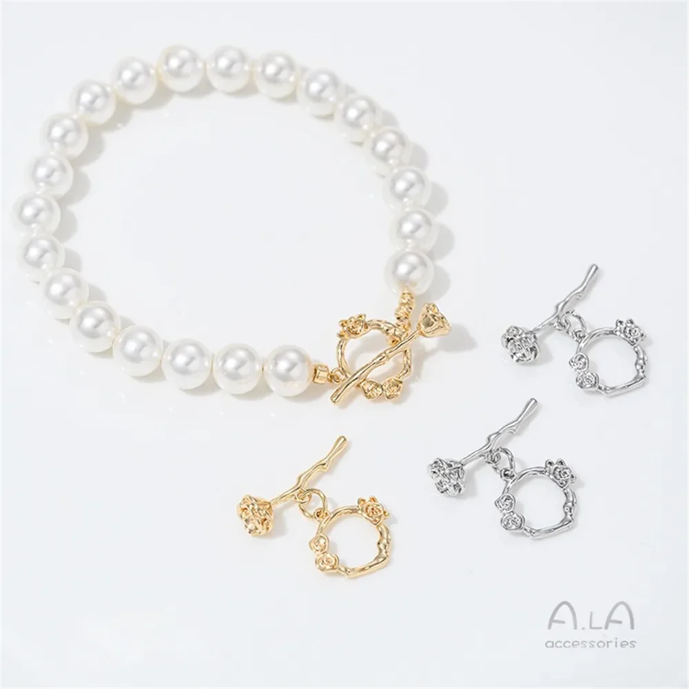 14K Gold-plating Rose OT Buckle Wreath Branch Connection End Buckle DIY Handmade Necklace Jewelry Buckle Accessories
